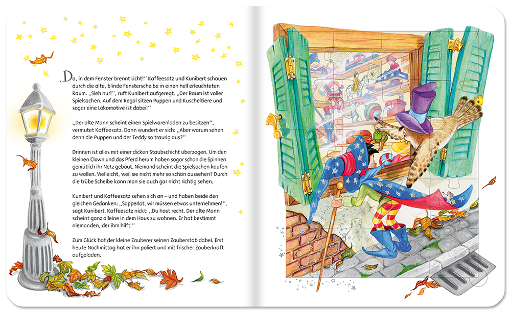 Kinderbuch Der kleine Zauberer Puzzlebuch Geschichten für Kinder mit Puzzlebilder Leseprobe S4-5 Edition XXL Onlineshop